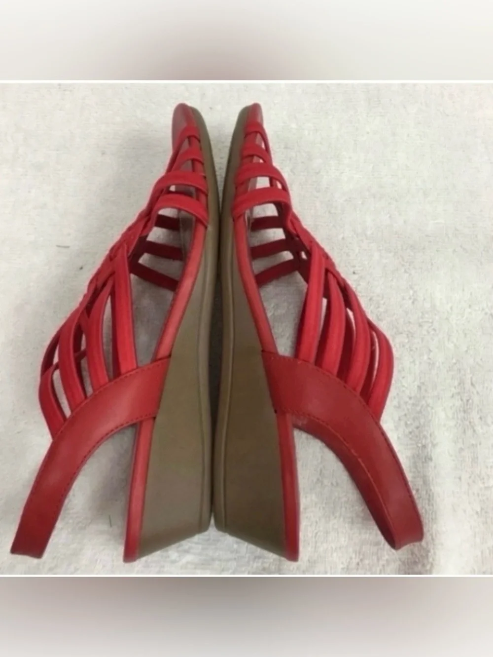 NWT New Naturalizer Women's Red Strappy Mini Wedge Open Toe Sandal Size 6.5 Boho
